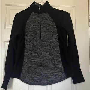 Women's Black and Gray Quarter-Zip Top